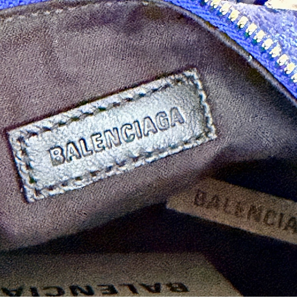 NWT $2650 Balenciaga Le Cagole 671309 Metallic Blue Leather XS Shoulder Bag - Picture 5 of 15